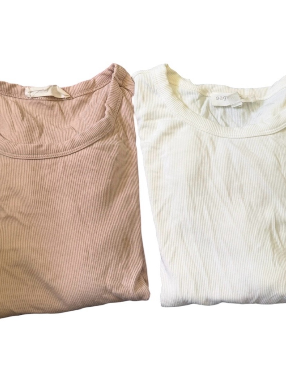 Ribbed Tee Duo - White & Dusty Rose